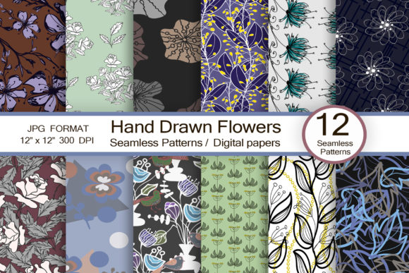 Download Hand Drawn Flowers Designs, Scrapbook - Hand drawn Collection