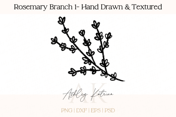 Download Rosemary Branch 1- Hand Drawn &amp; Textured - Hand drawn Collection