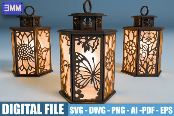 Download 3D Butterfly and Floral Lantern Laser Cu - Lantern Collection