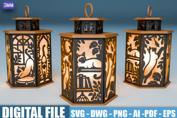 Download Cozy Cat Lantern SVG - Premium Resources