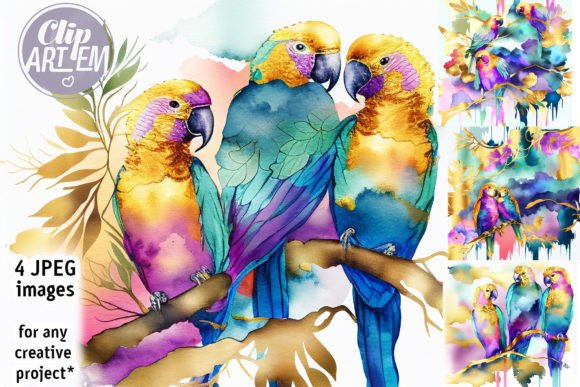 Download Tropical Parrots Painting Artwork Images - Tropical Collection