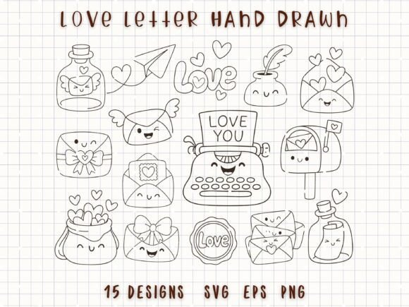 Download Love Letter Hand Drawn Valentine Doodle - Hand drawn Collection