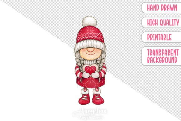 Download Hand Drawn Valentine Gnome Girl - Hand drawn Collection
