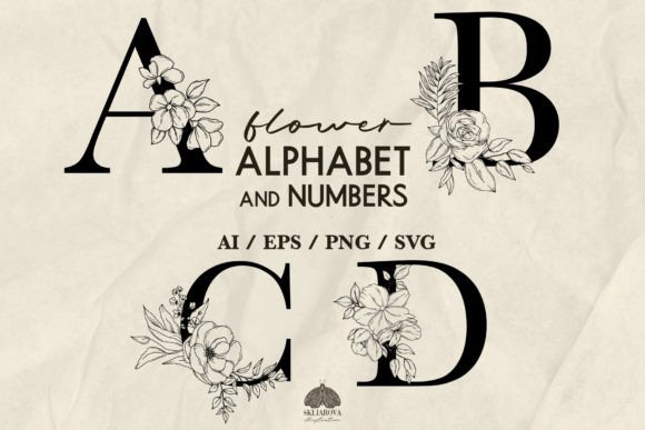 Download Flower Alphabet &amp; Numbers Svg Png Eps - Premium Resources