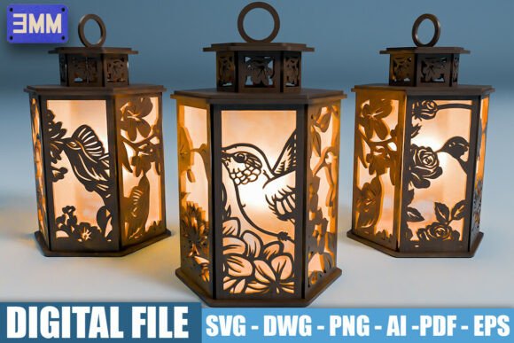 Download 3D Hummingbird Lantern Laser Cut Files - Lantern Collection