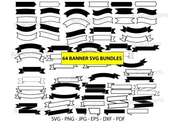 Download 64 Banner, Banner Svg Bundle,Text Ribbon - Banner Collection