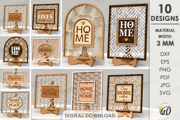 Download Home Signs with Stands Bundle Laser Cut - Stands Collection