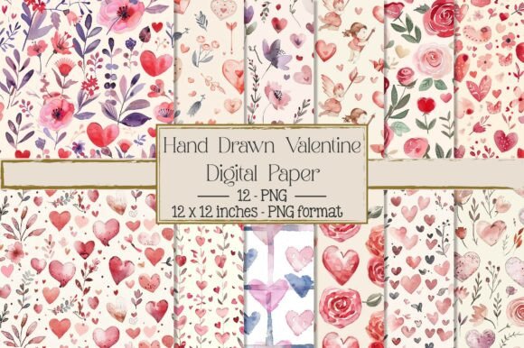 Download Hand Drawn Valentine Seamless Pattern - Hand drawn Collection