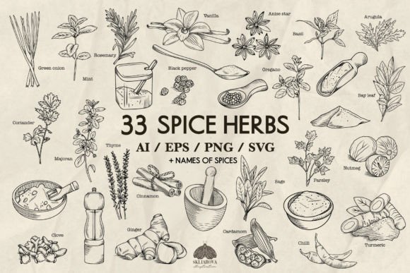 Download Spices and Kitchen Herbs Svg Png Eps - Premium Resources